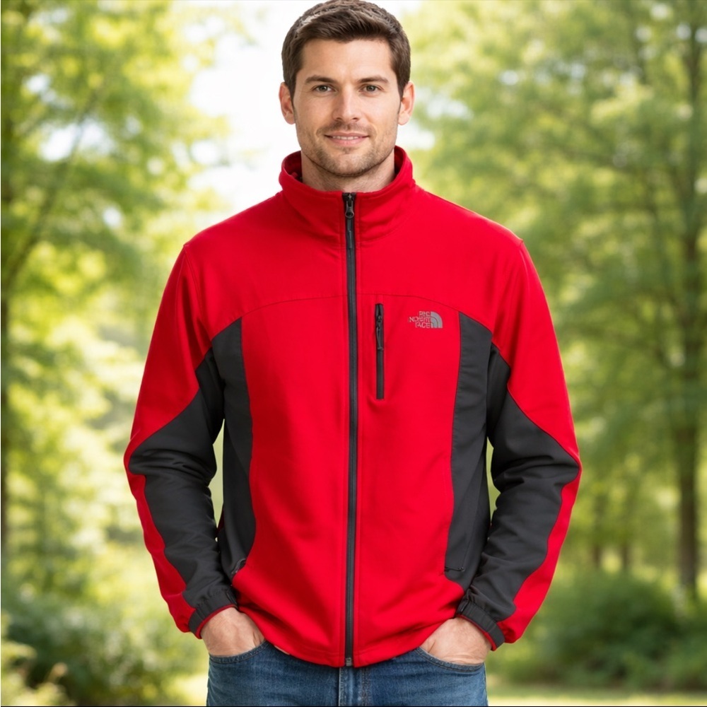 The‎ North Face Men's Apex Bionic Softshell Jacket Red Grey Large